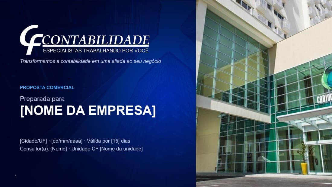 Capa do modelo de proposta comercial