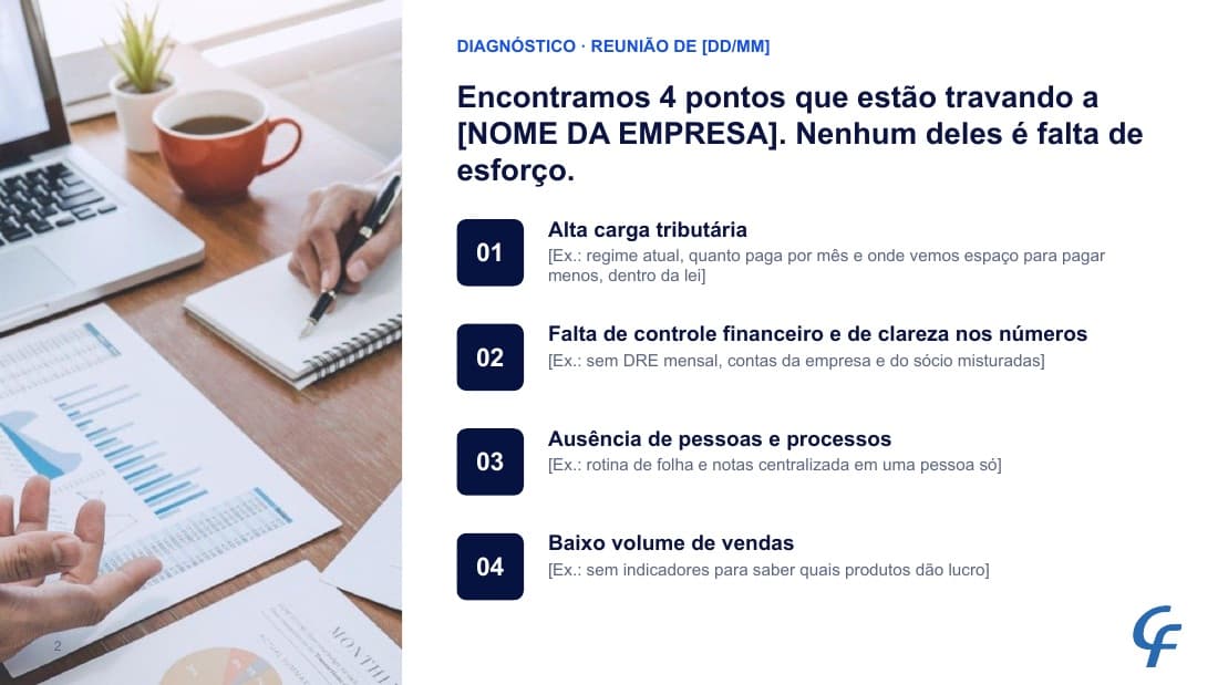 Slide 2: Diagnóstico da reunião