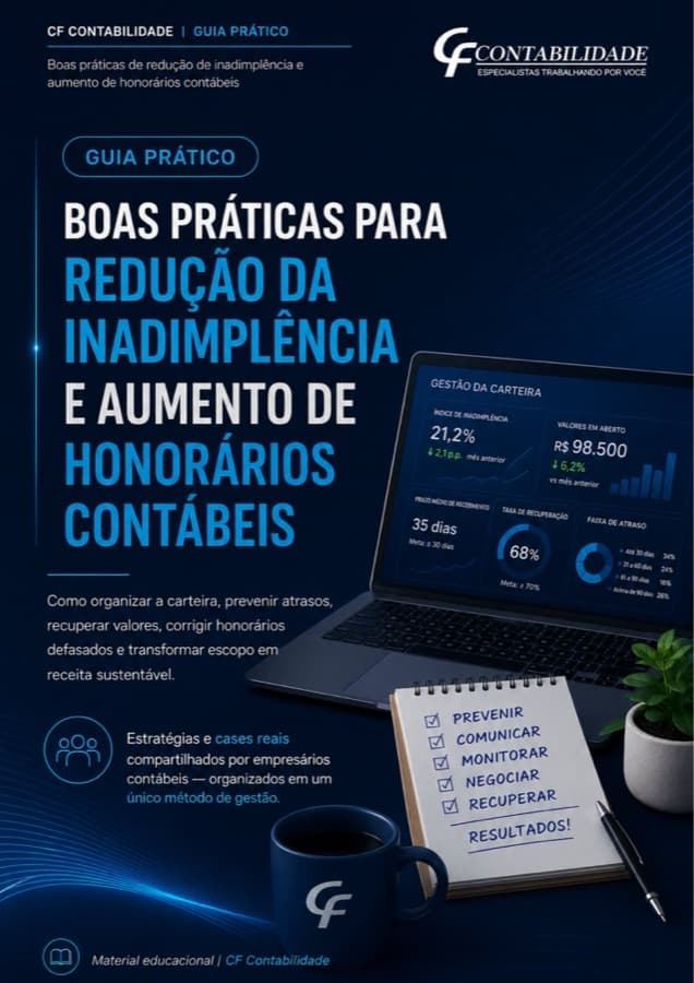 Capa do guia Boas práticas para redução da inadimplência e aumento de honorários contábeis