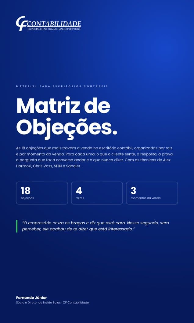 Capa da Matriz de Objeções do escritório contábil